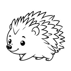 Vector illustration of a cute Hedgehog drawing colouring activity