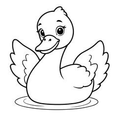 Simple vector illustration of Swan doodle for toddlers worksheet