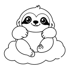 Simple vector illustration of Sloth for children colouring activity