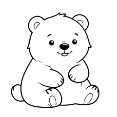 Simple vector illustration of Bear doodle for toddlers worksheet