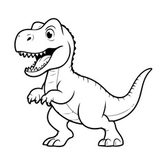 Vector illustration of a cute Tyrannosaurus drawing for kids colouring page