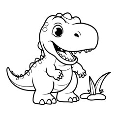 Cute vector illustration Tyrannosaurus drawing for toddlers coloring activity