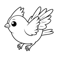 Simple vector illustration of Sparrow for kids colouring worksheet