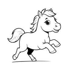 Simple vector illustration of Horse doodle for toddlers worksheet