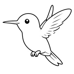 Simple vector illustration of Hummingbird drawing for children page