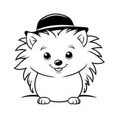 Vector illustration of a cute Hedgehog doodle for kids coloring worksheet