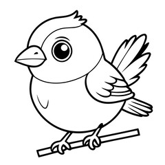 Vector illustration of a cute Sparrow drawing for toddlers colouring page