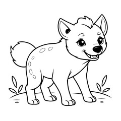 Vector illustration of a cute Hyena drawing for toddlers colouring page