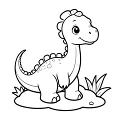 Simple vector illustration of Brachiosaurus for kids coloring page