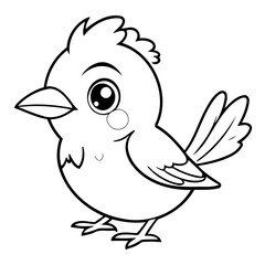 Cute vector illustration Sparrow colouring page for kids