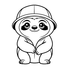 Cute vector illustration Sloth hand drawn for kids coloring page