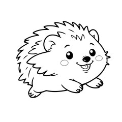Vector illustration of a cute Hedgehog doodle colouring activity for kids