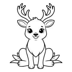 Cute vector illustration Deer drawing for children page