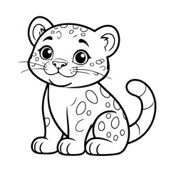 Cute vector illustration Jaguar hand drawn for kids coloring page