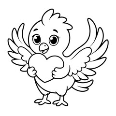 Vector illustration of a cute Phoenix doodle for toddlers colouring page