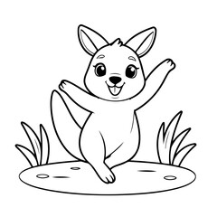 Vector illustration of a cute Kangaroo drawing for toddlers coloring activity
