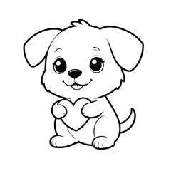 Simple vector illustration of Dog drawing for kids colouring activity