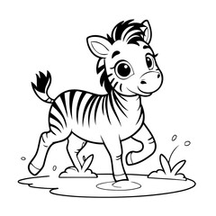 Simple vector illustration of Zebra drawing for children page
