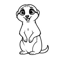Cute vector illustration Meerkat drawing for kids colouring page
