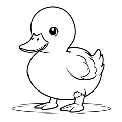 Vector illustration of a cute Duck drawing for toddlers book