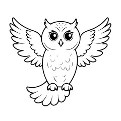Fototapeta premium Simple vector illustration of Owl colouring page for kids