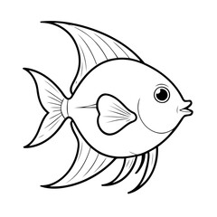 Cute vector illustration Angelfish colouring page for kids