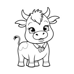 Vector illustration of a cute Cow drawing colouring activity