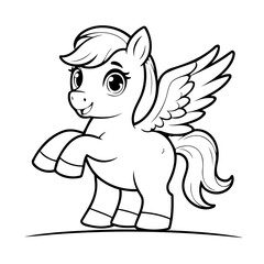 Simple vector illustration of Pegasus drawing for toddlers book