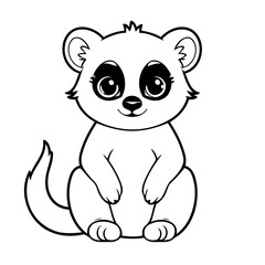 Cute vector illustration Lemur doodle for toddlers coloring activity