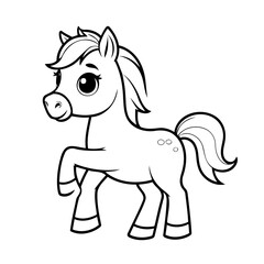 Vector illustration of a cute Horse drawing for colouring page