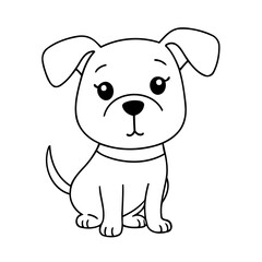 Simple vector illustration of Dog hand drawn for toddlers