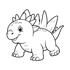 Simple vector illustration of Stegosaurus drawing for toddlers coloring activity