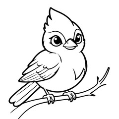 Cute vector illustration BlueJay drawing for toddlers colouring page