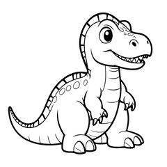 Fototapeta premium Cute vector illustration Allosaurus colouring page for kids