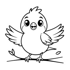 Simple vector illustration of Sparrow drawing for children page