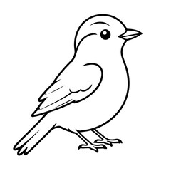 Vector illustration of a cute Robin doodle for toddlers coloring activity