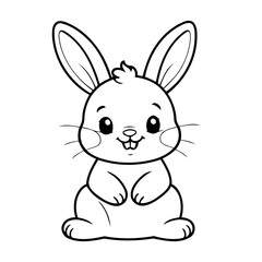 Simple vector illustration of Rabbit drawing for kids page