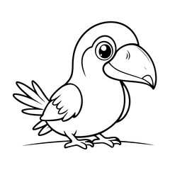 Vector illustration of a cute Toucan doodle colouring activity for kids