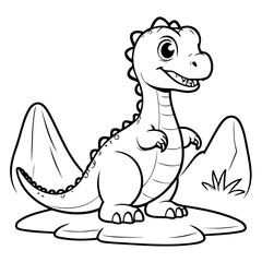 Simple vector illustration of Allosaurus doodle for toddlers worksheet
