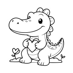 Cute vector illustration Crocodile drawing for toddlers colouring page