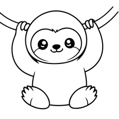 Cute vector illustration Sloth doodle for toddlers coloring activity