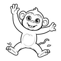 Vector illustration of a cute Chimpanzee doodle drawing for kids page