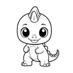 Cute vector illustration Dino drawing for toddlers coloring activity