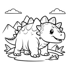 Cute vector illustration Ankylosaurus hand drawn for kids coloring page