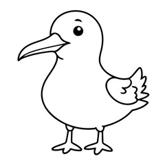 Simple vector illustration of Seagull for kids coloring page