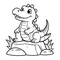 Vector illustration of a cute Crocodile drawing for kids page