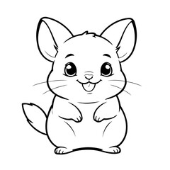Simple vector illustration of Chinchilla for kids coloring page