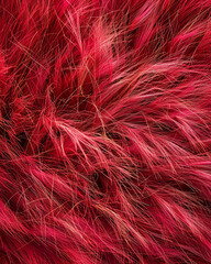 Obraz premium Red Grass Blades from a Close-up Overhead View - Grass Texture With Copy Space