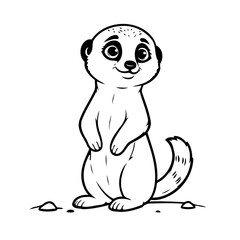 Simple vector illustration of Meerkat drawing for toddlers coloring activity