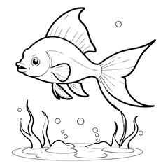 Cute vector illustration Swordtail for kids colouring page